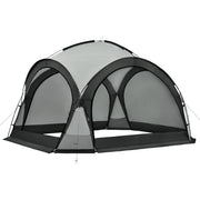 Gazebo da campeggio con ghirlanda 96 LED 345 x 345 x 247 cm grigio scuro 03_0008742