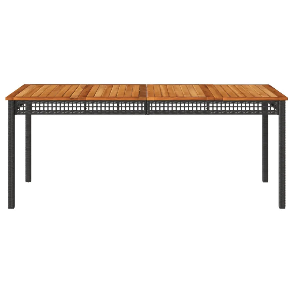 Tavolo da Giardino Nero 180x90x75 cm Polyrattan e Legno Acacia 366279