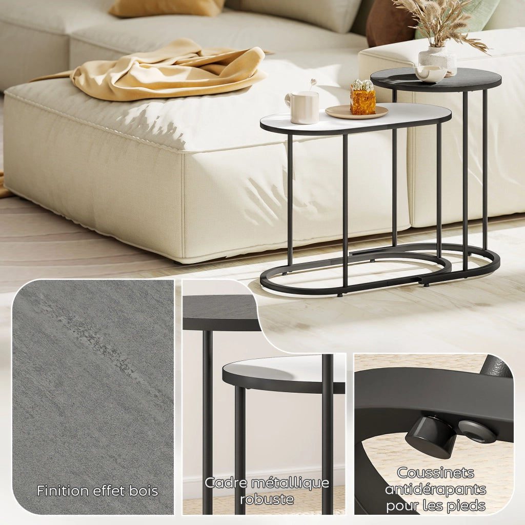 Tavolino da salotto gigogne ¨C zephmum ¨C grigio, bianco, metallo