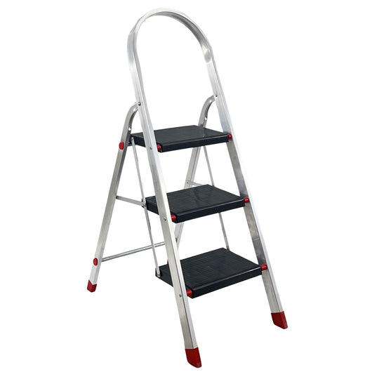 Scala in Alluminio 2 3 4 5 Gradini Sgabello Pieghevole Richiudibile Salvaspazio Ripiegabile Robusta Multiuso c 3 gradini