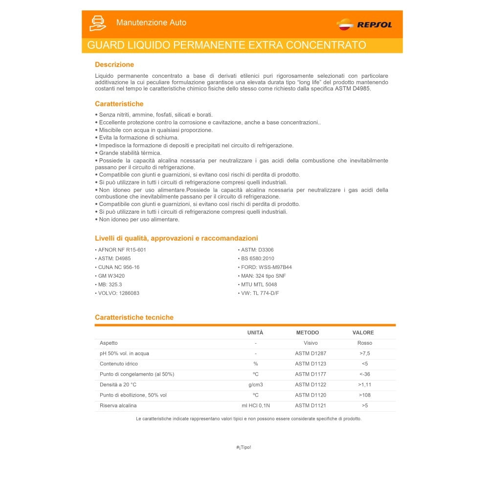 Repsol 1kg liquido antigelo rosso extra refrigerante permanente concentrato