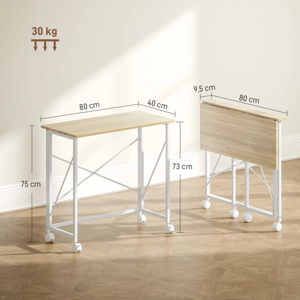 Scrivania pieghevole con cassetti ¨C zephmum ¨C Rovere 80x40 cm