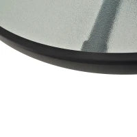 Tavolino da Giardino con Piano in Vetro Temperato e Foro per Ombrellone Acciaio Ф80 x 72 cm Nero