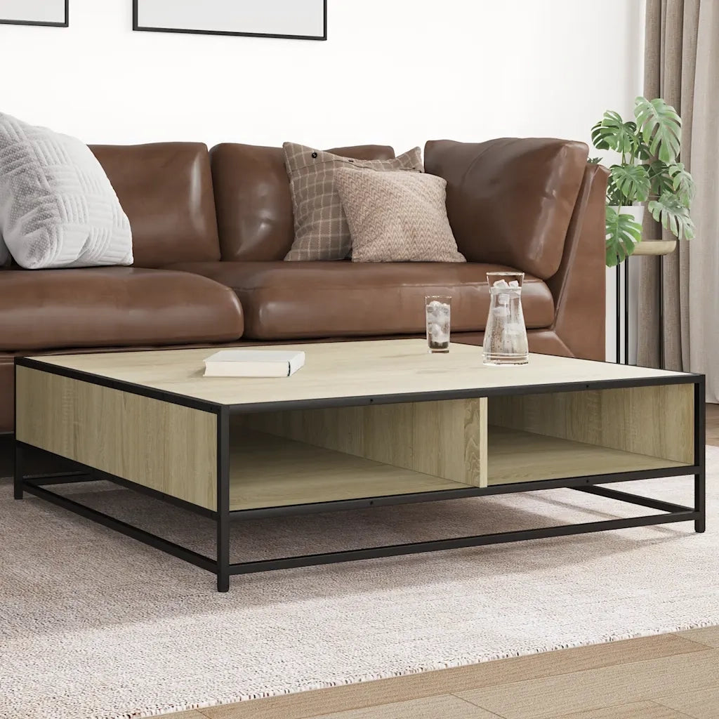 vidaXL Tavolino Rovere Sonoma 100x100x30 cm in Truciolato e Metallo