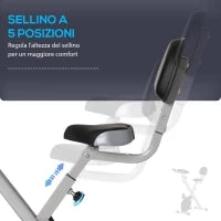Cyclette Pieghevole da Fitness in Acciaio, Cyclette Magnetica Pieghevole da Casa con Altezza Regolabile, Resistenza Magnetica a 8 Livelli, Schermo LCD, 43x97x109cm, Grigio