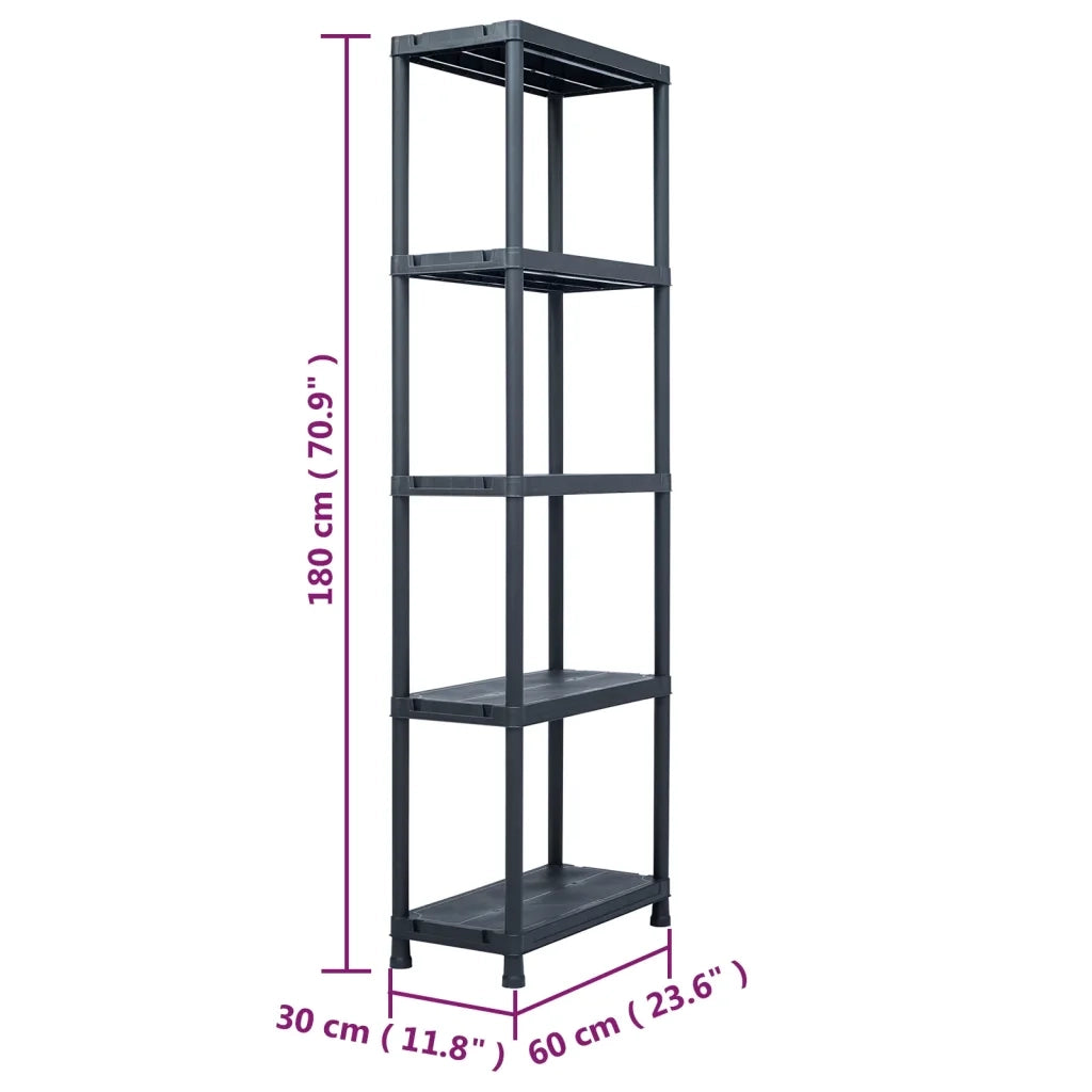 Scaffale Nero 125 kg 60x30x180 cm in Plastica CFW1031515