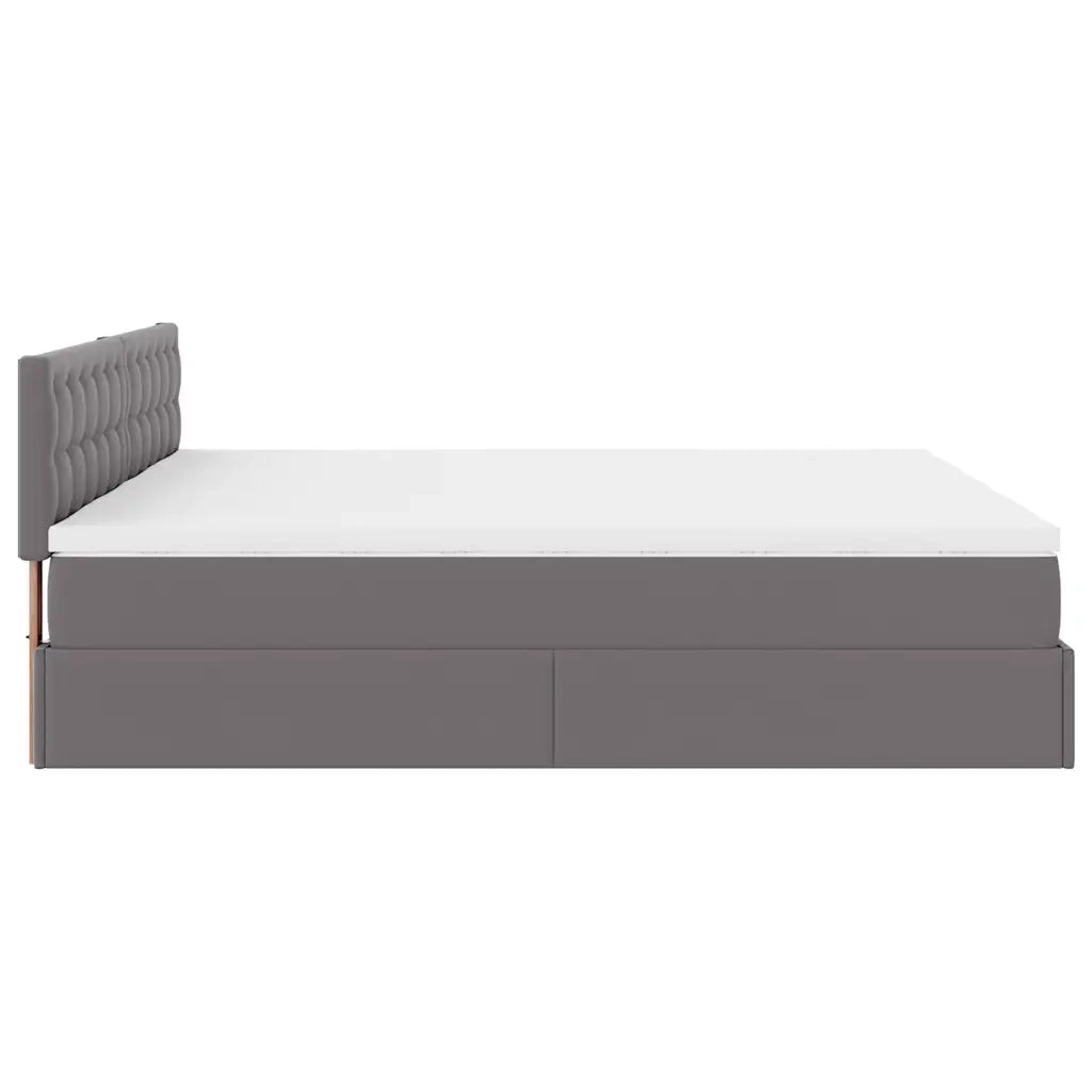 Struttura Letto Pouf con Materassi Grigio 200x200 cm Similpelle 3311964