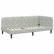 Letto singolo | Letto per adulti | Cornice del letto ad angolo Grigio chiaro 90 x 190 cm Velluto