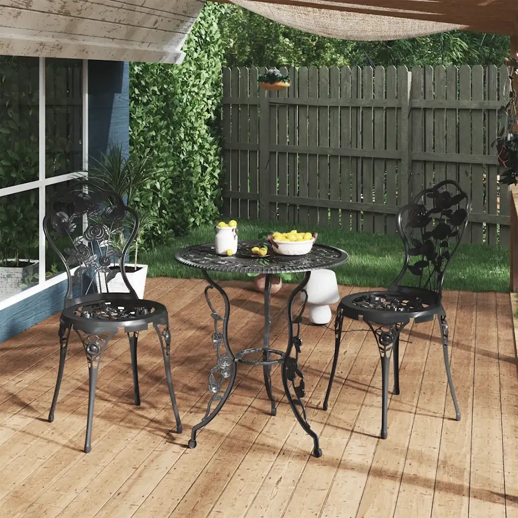 Set da Bistrot 3 pz in Alluminio Pressofuso Nero 317739