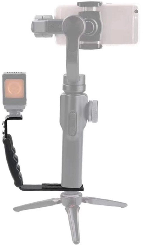Stabilizzatore a L con braccio flessibile - Manico regolabile - Stabilizzatore manuale compatibile con Mobile 2/Smooth 4 - Materiale metallico/gel - 2 Hot Shoe attacchi - Rig per fotocamera