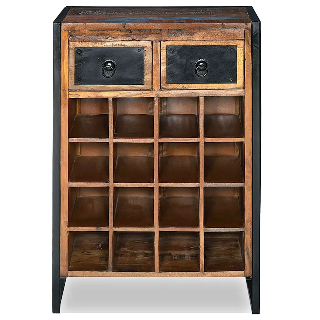 Portavini da 16 Bottiglie in Legno Massello di Recupero 244831