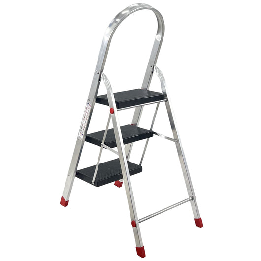 Scala in Alluminio 2 3 4 5 Gradini Sgabello Pieghevole Richiudibile Salvaspazio Ripiegabile Robusta Multiuso c 3 gradini