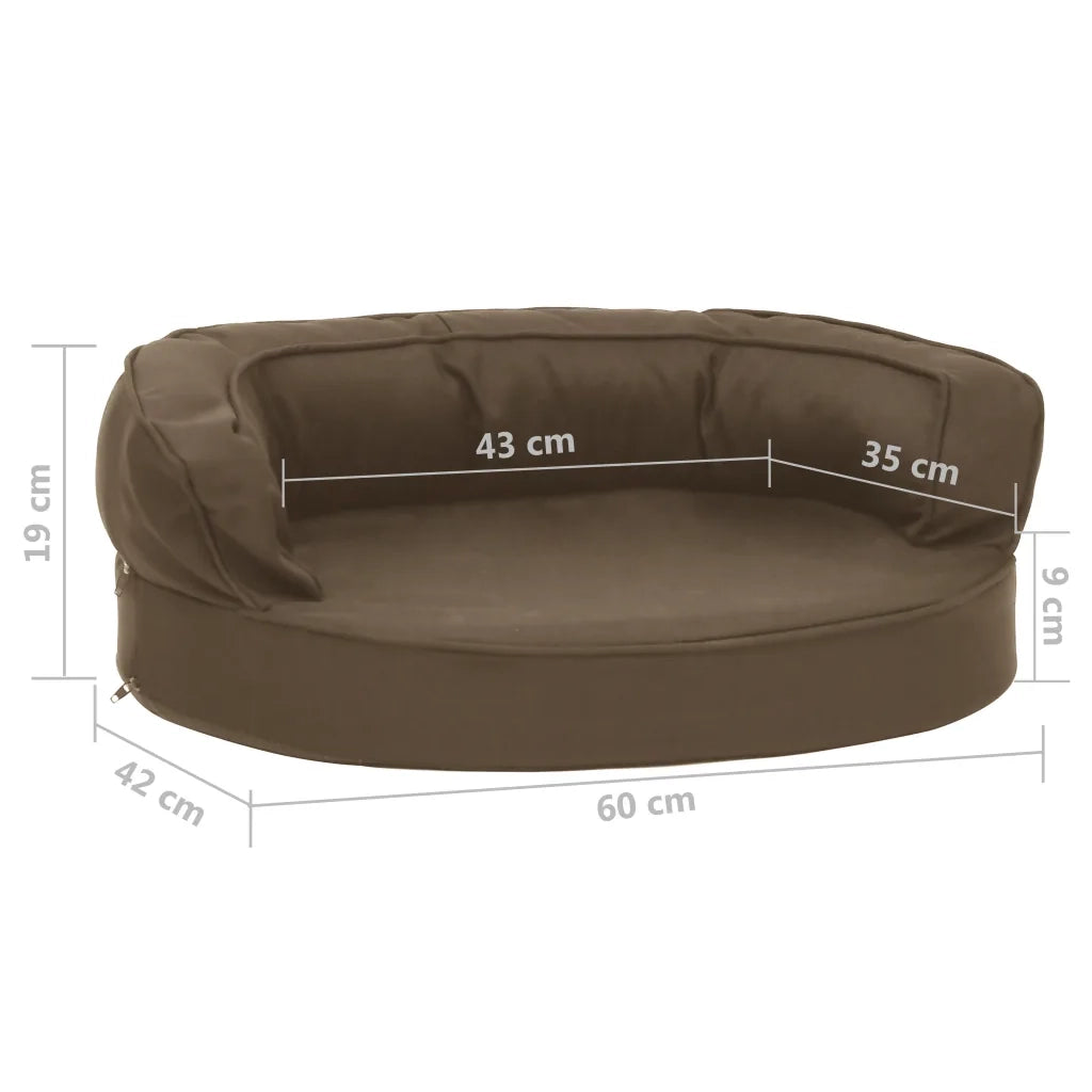 Materasso Ergonomico per Cani 60x42 cm Effetto Lino Marrone cod mxl 53191