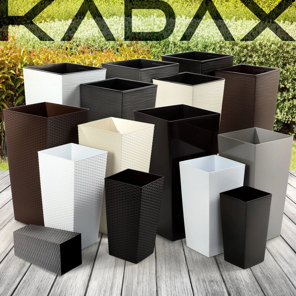 Vaso da fiori KADAX per giardino + inserto, 29x57 cm, alto, grande, bianco, per terrazza.
