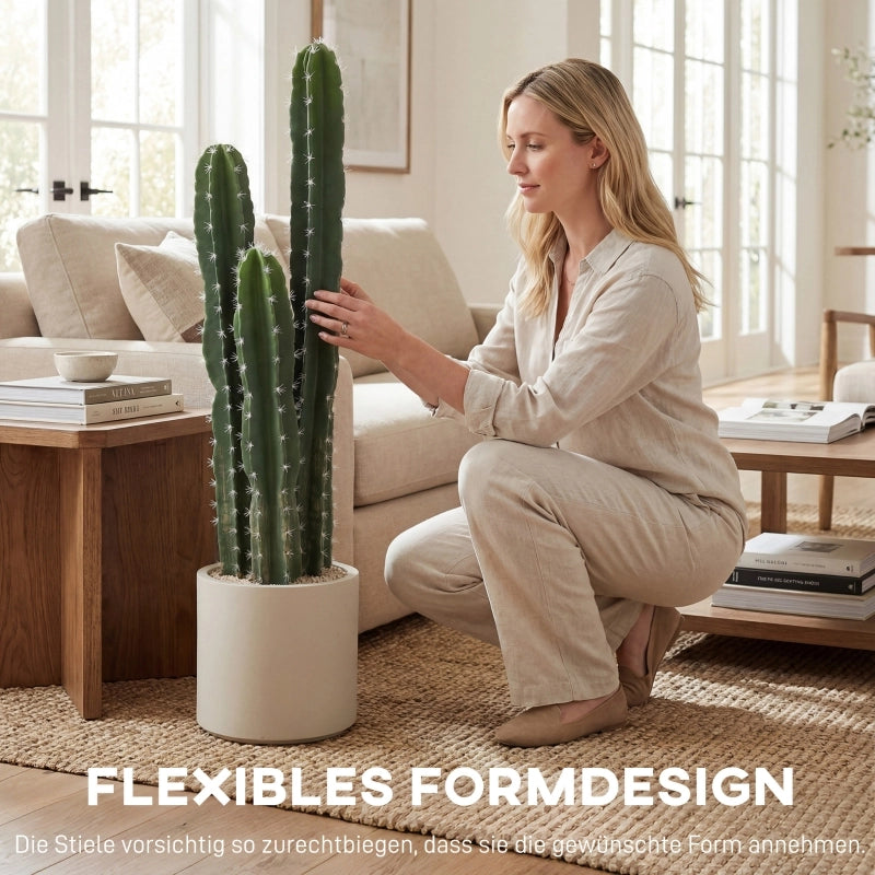 Pianta di cactus artificiale, grande, 95 cm, con vaso, sembra vera, per casa, ufficio, verde
