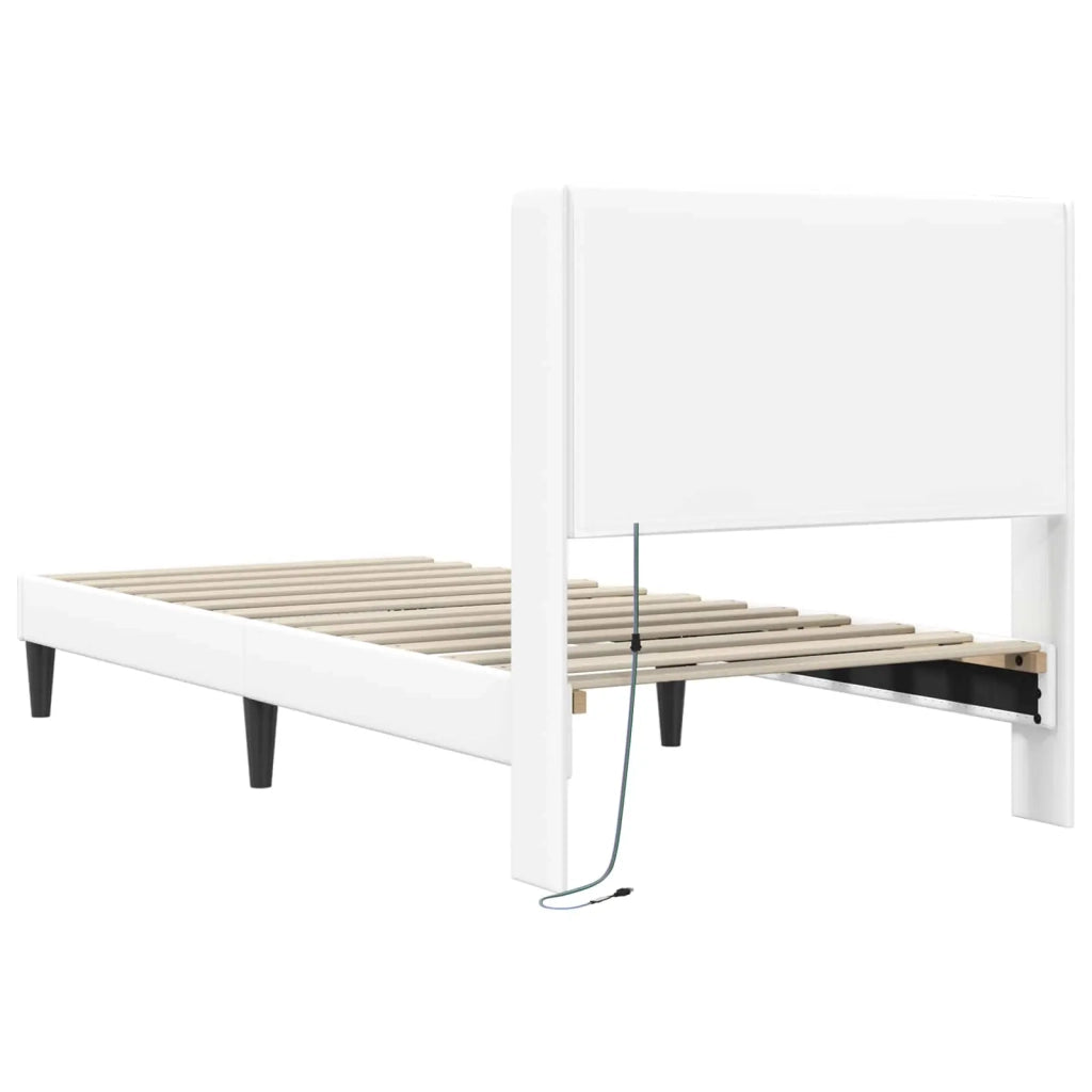 Struttura del letto con testiera Bianco 90 x 190 cm Similpelle 42027965
