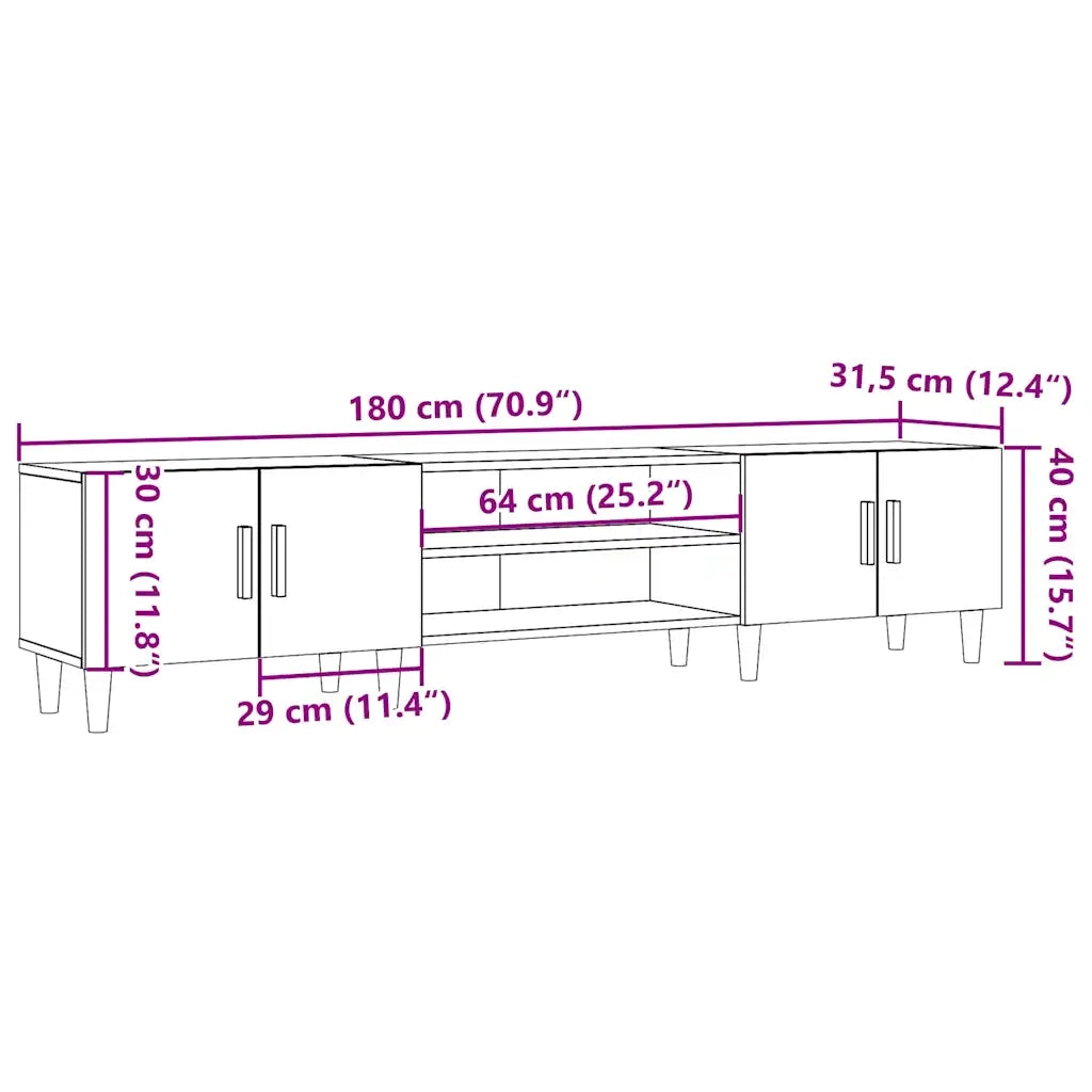 vidaXL Mobile Porta TV Legno Antico 180x31,5x40cm in Legno Multistrato