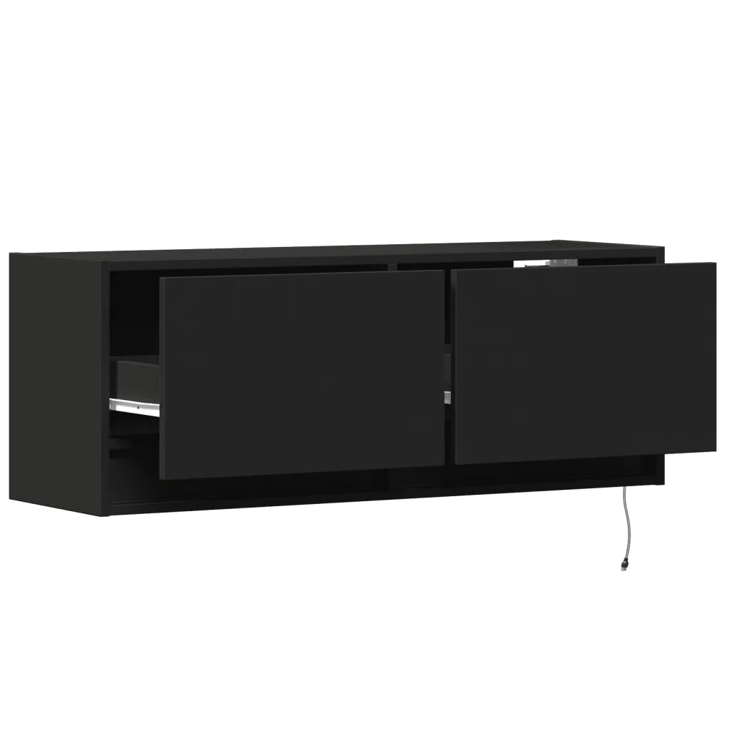 Mobile TV a Parete con Luci LED Nero 100x31x35 cm 852363