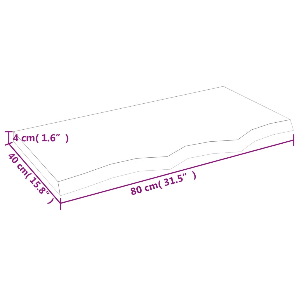 Piano Bagno 80x40x(2-4) cm in Legno Massello Non Trattato 3156021