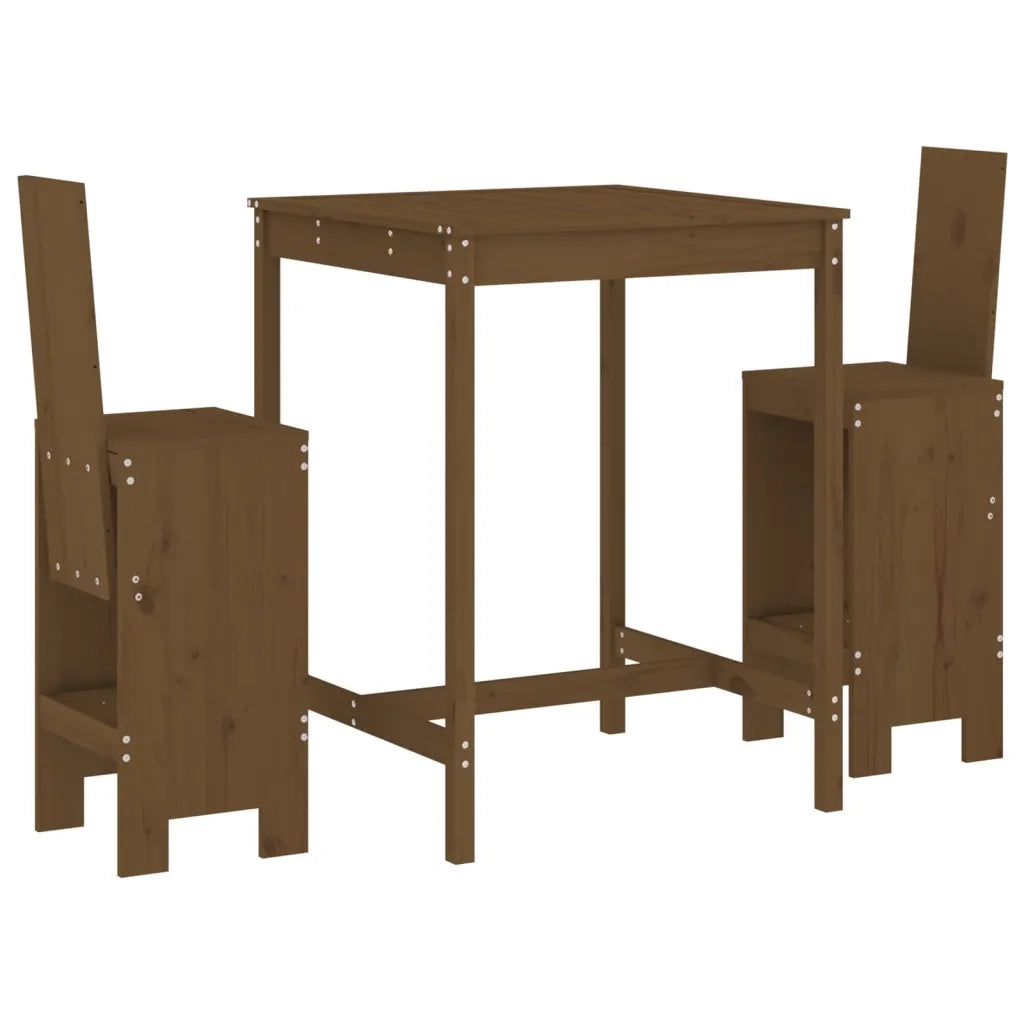 Set Bar da Giardino 3 pz | Set Salotto da Giardino ambra in Legno Massello di Pino