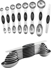 Due Set di Spiedini Magnetici in Acciaio Inossidabile, Doppie Facce con Livella, Stacking per Padelle e Cottura - Nero