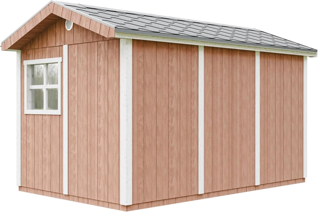 Casetta da giardino di qualit? premium 8,68 m² - H252x250x412 cm - Timbela M914A-REDWOOD RED