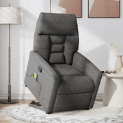 Poltrona a Rialzo Massaggi Reclinante Grigio Scuro Microfibra 3303096