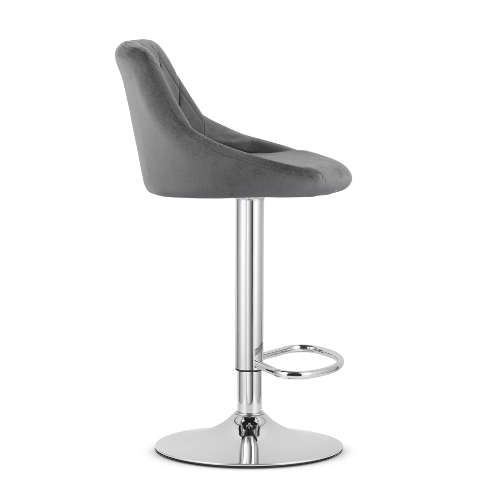 Sgabello girevole VALORA DAKA - Grigio velluto con base cromata