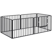 Recinto per Cani a 6 Pannelli Modulabili da Interno ed Esterno 164x83x60 cm in Acciaio Nero