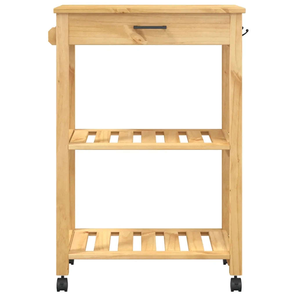 Carrello da Cucina MONZA 60x40x88,5 cm in Legno Massello di Pino 376091