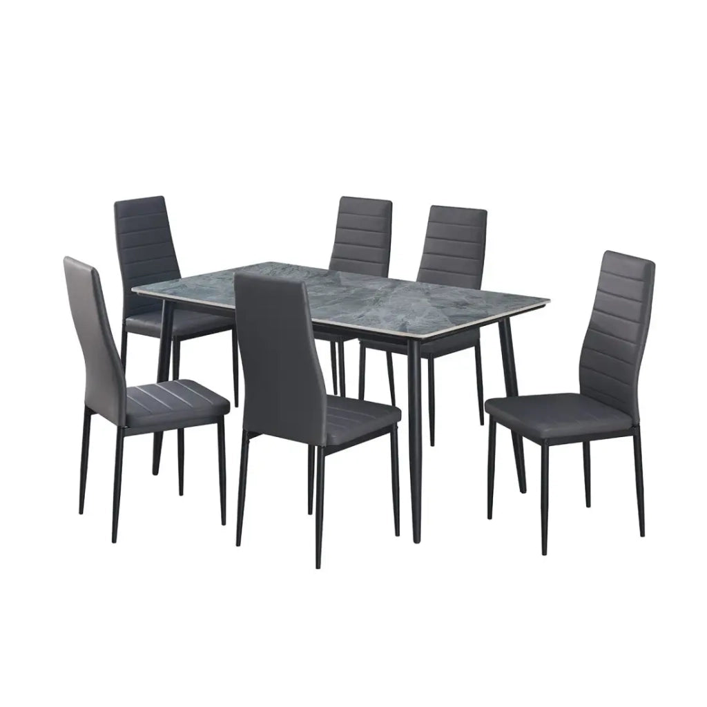 Tavolo da pranzo GRANVIA – 140x80 cm effetto ardesia e gambe in metallo