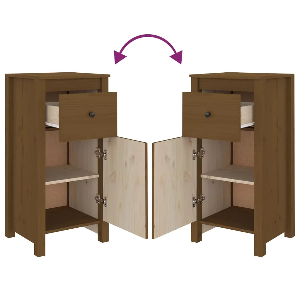 Buffet credenza cassettiera armadio mobile contenitore organizer per cucina soggiorno salotto set da 2 40 x 35 x 80 cm legno di pino massiccio marrone 02_0036888