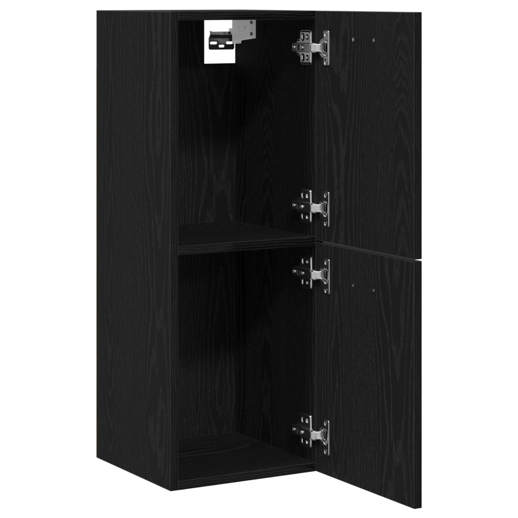 Armadiolo da Bagno  Nero Rovere 30x30x80 cm in legno ingegnerizzato