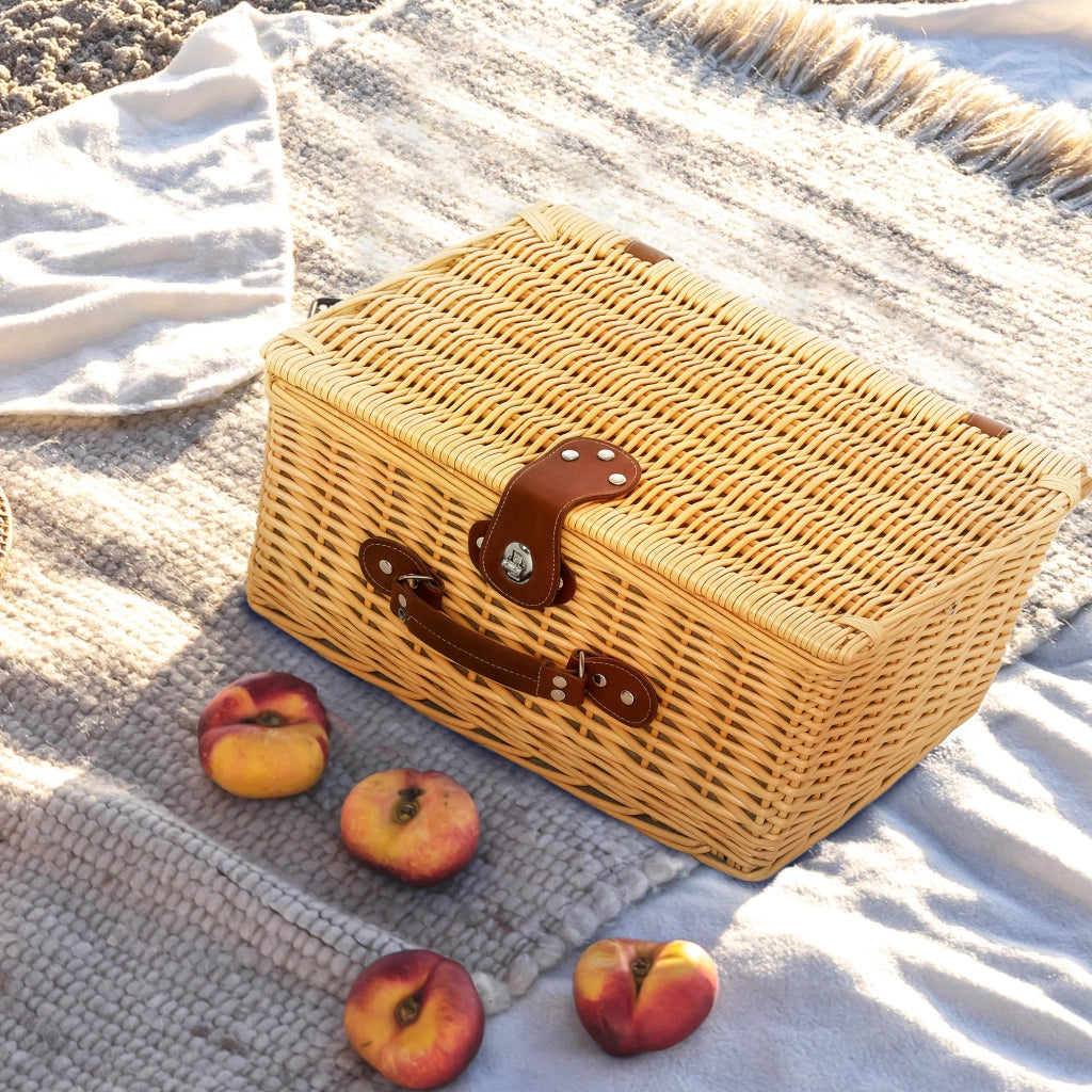 Set da Picnic in Vimini per 2 Persone con Piatti e Posate ¨C Zephmum ¨C Marrone 40x30x20 cm
