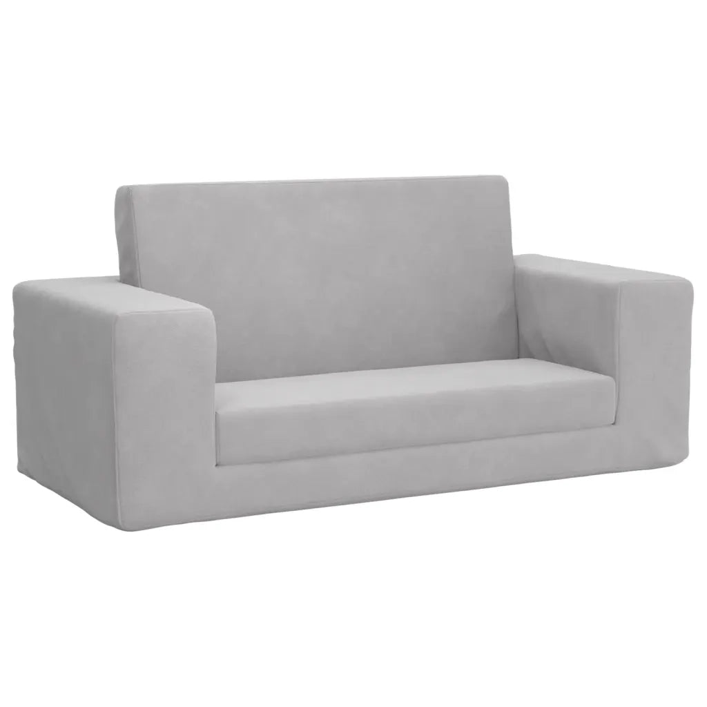 vidaXL Divano Letto Bambini a 2 Posti Grigio Chiaro in Morbido Peluche