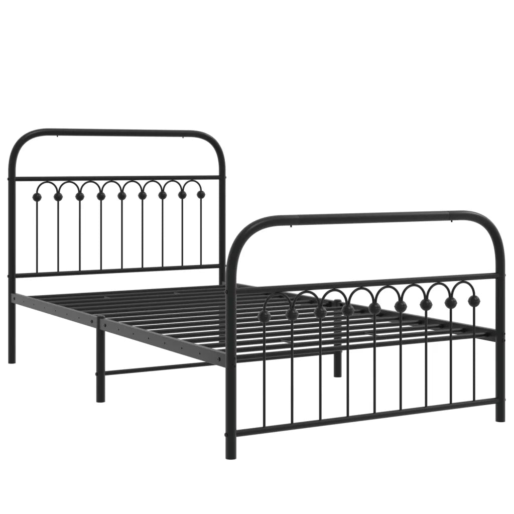 Giroletto con Testiera e Pediera Metallo Nero 100x200 cm 376613