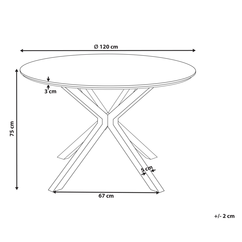 Tavolo da pranzo in MDF nero con gambe in metallo ø 120 cm Design classico moderno