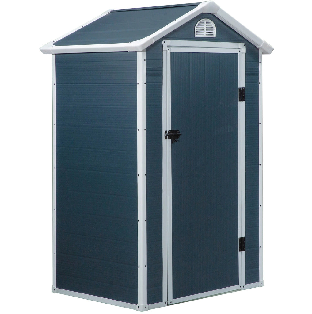 Casetta da giardino in metallo con finestra e prese d’aria 134 x 104 x 204 cm; grigio