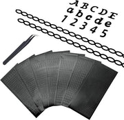 Etichette alfabetiche 7 fogli - Lettere maiuscole/minuscole - Etichette numeriche 0-9 - Etichette a catena - Materiale PVC - Impermeabile/Duraturo - Etichette