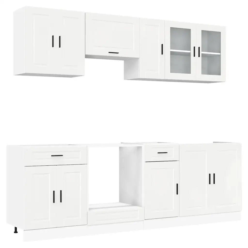 Set Mobili da Cucina 8 pz Kalmar Bianchi Lucido in Truciolato 3314843