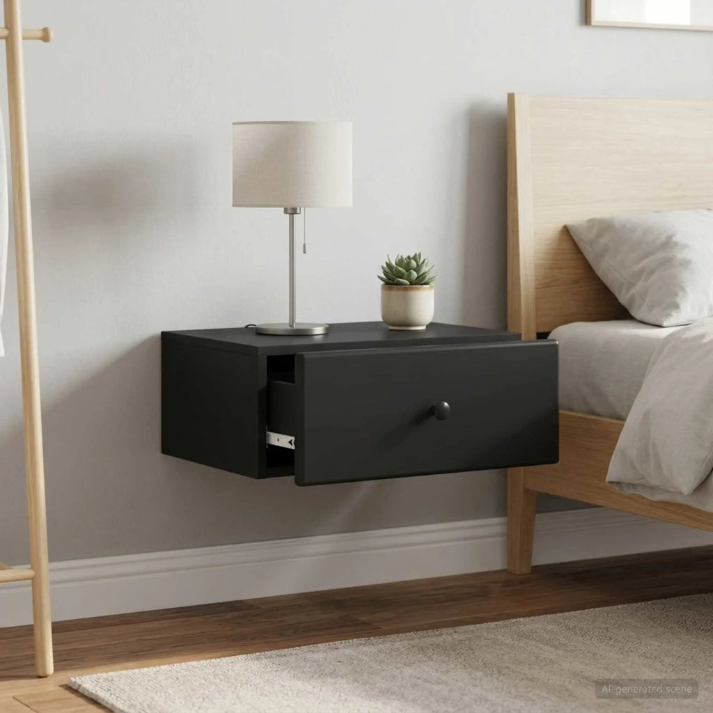 Mobiletto da notte a muro 2 pcs Nero 49 x 34,5 x 20 cm 899128