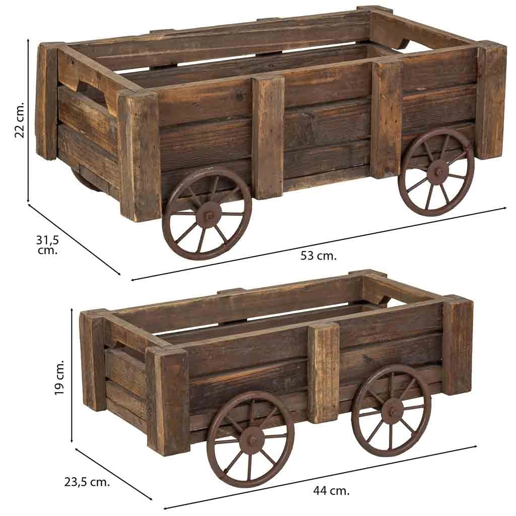 Set 2 cassette legno marrone 53x31,5x22-44x23,5x19h cm