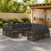 Set Divano da Giardino 14 pz Grigio e Grigio Scuro polyrattan 3436862