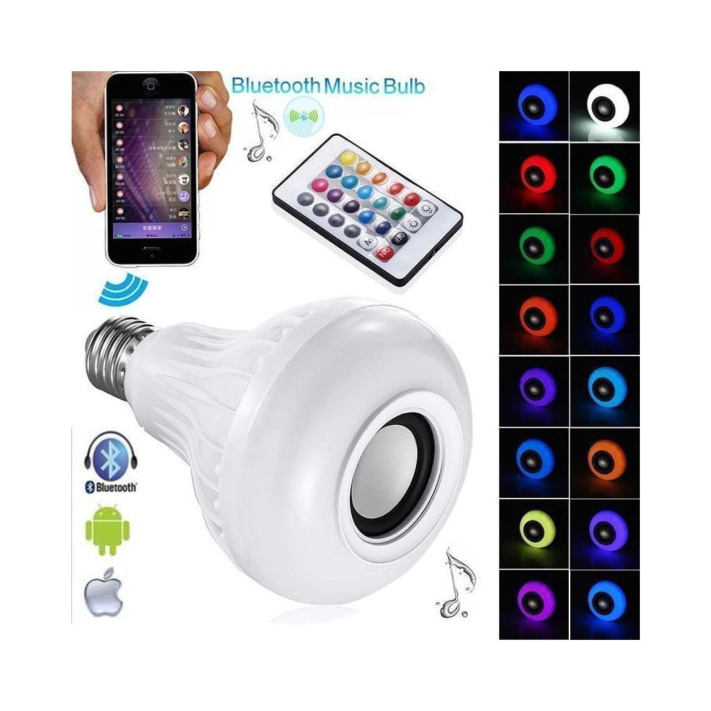 Trade Shop - Lampadina Cassa Bluetooth Colorata Led E27 Rgb Bulbo Musica Lampada Telecomando -