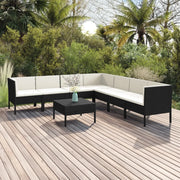 Set Divani da Giardino 8 pz con Cuscini in Polyrattan Nero cod mxl 38391