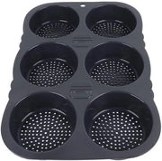 Pan per Hamburger con 6 cavità - Forma di pane - Resistente al calore - Silicone - Flessibile - Ripiegabile - 34,5 x 23,5 x 4 cm