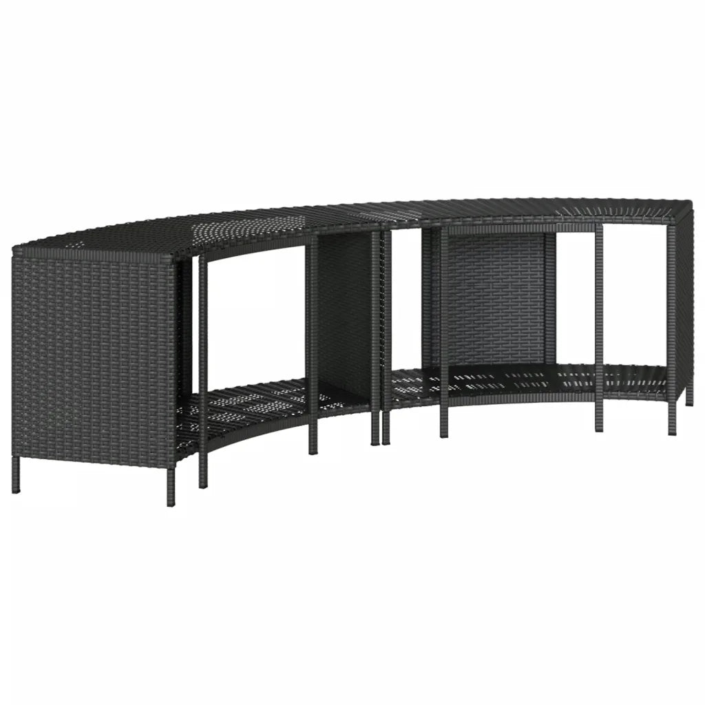 Scaffali Portaoggetti Vasca Idromassaggio 2pz Polyrattan Nero 365620