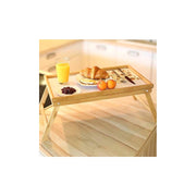Trade Shop - Vassoio Da Letto Pieghevole In Legno Di Bambu' Bamboo Richiudibile 50 X 30 Cm -