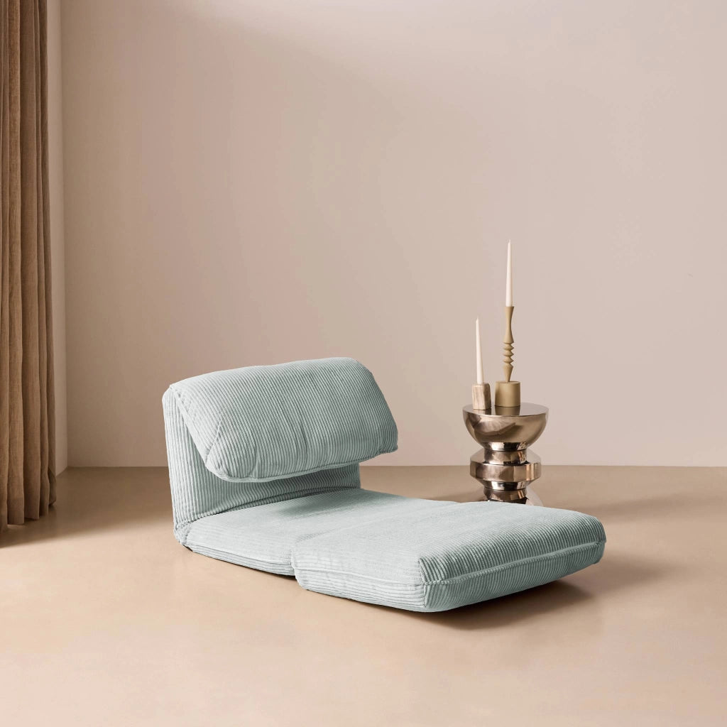 Poltrona letto convertibile velluto a coste grosse coste, blu chiaro