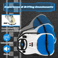 24 V Go Kart per bambini, Auto Drift con Giro a 360°, con Connessione Wireless USB Radio Musica e 3 Bandierine, Avviso Lento, 3-8 km/h, per Bambini 3+ Anni